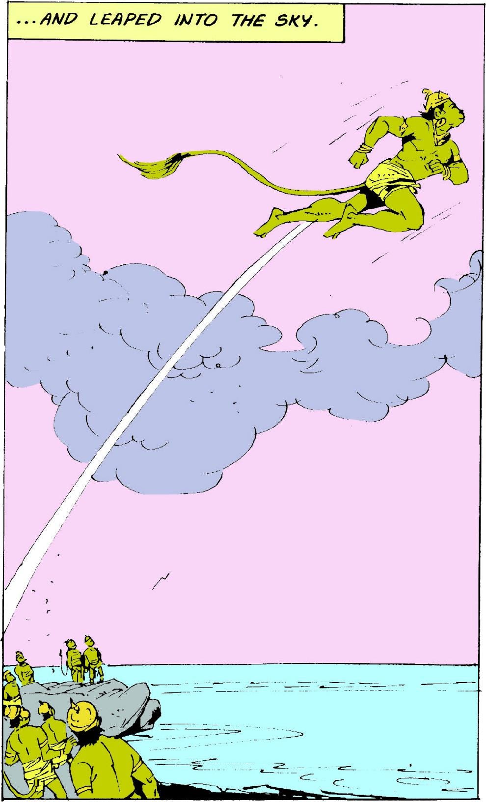 Hanuman Flying Canvas Art | Amar Chitra Katha Indian Nursery Decor