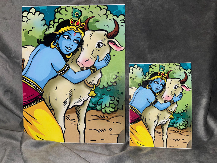 Krishna Cow Canvas Print | Amar Chitra Katha Indian Art