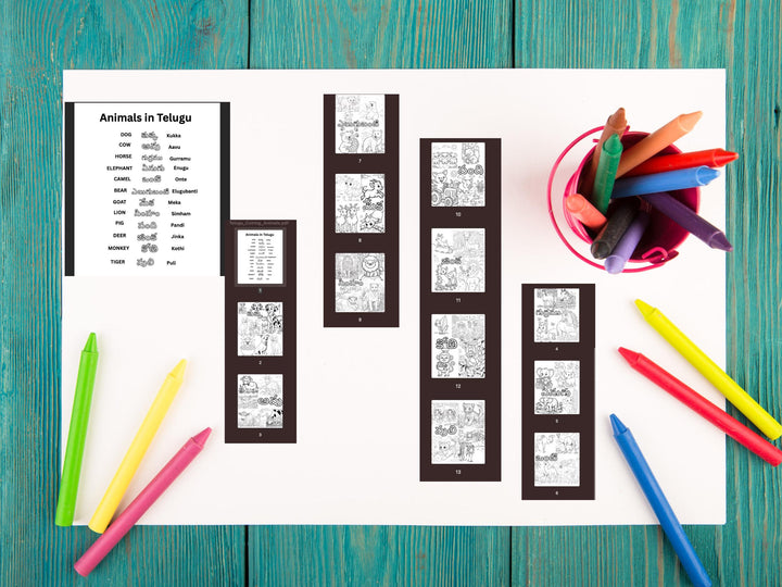 Printable Telugu Animal Coloring Pages -  digital print - Gift for everyone