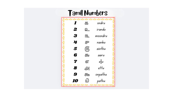 Printable Tamil Numbers Coloring Pages – Educational Activity (Digital Print)
