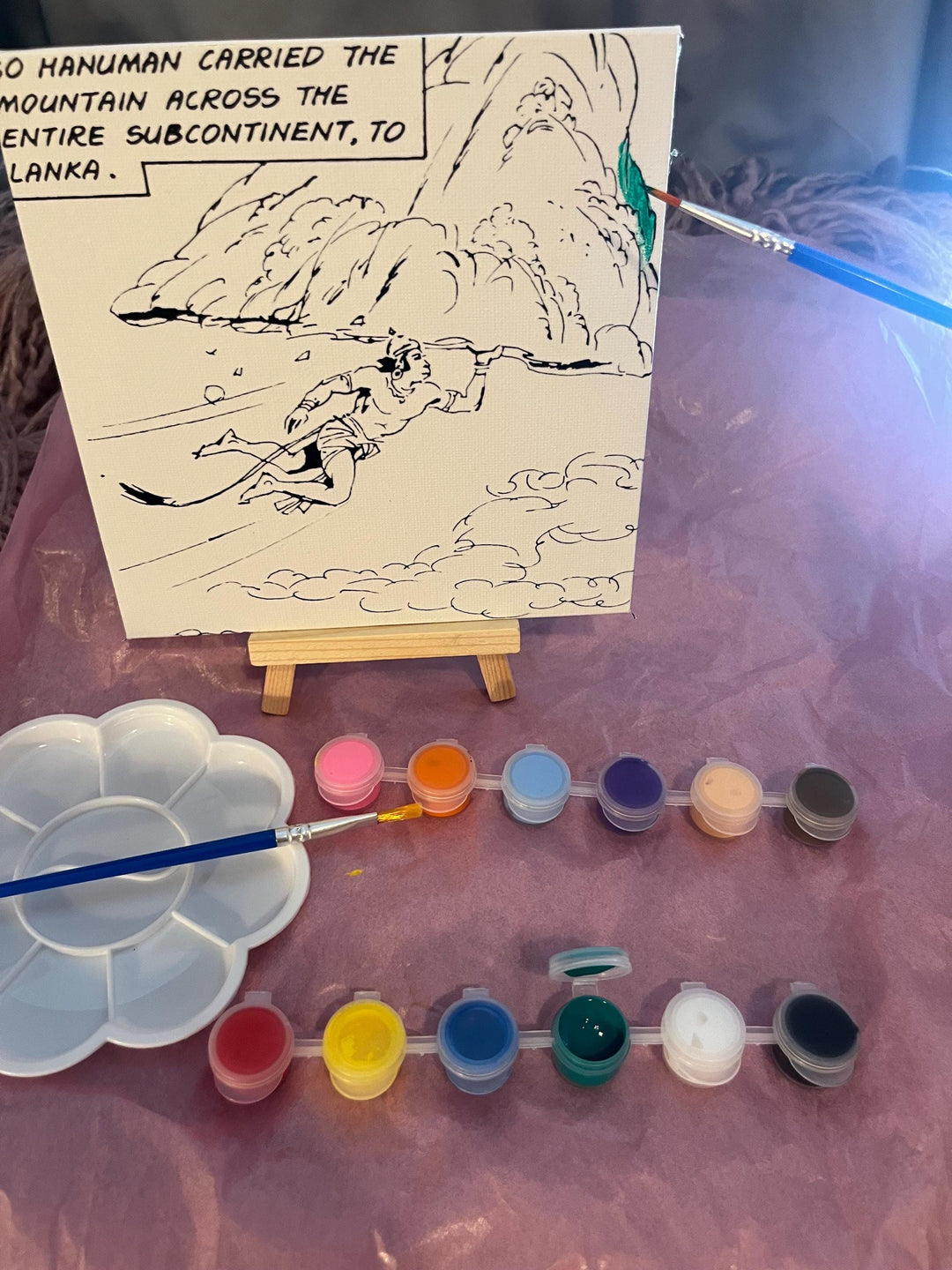 Hanuman Mountain Carrying Art Kit – Mythology-Inspired DIY Painting Set 6"X6"