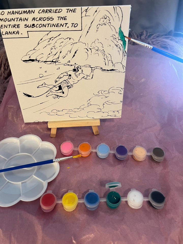 Hanuman Mountain Carrying Art Kit – Mythology-Inspired DIY Painting Set 6"X6"