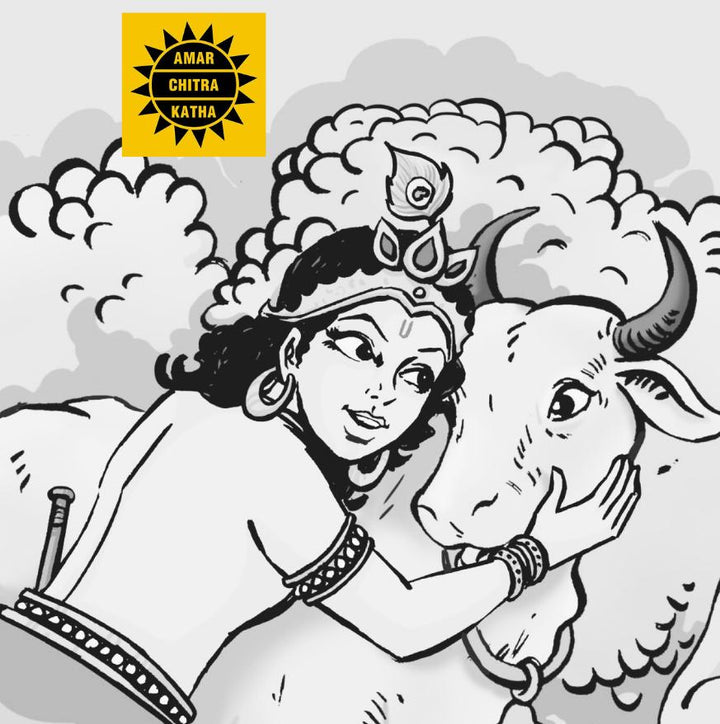 Krishna hugging cow Art Kit – Mythology-Inspired DIY Painting Set 6"X6"