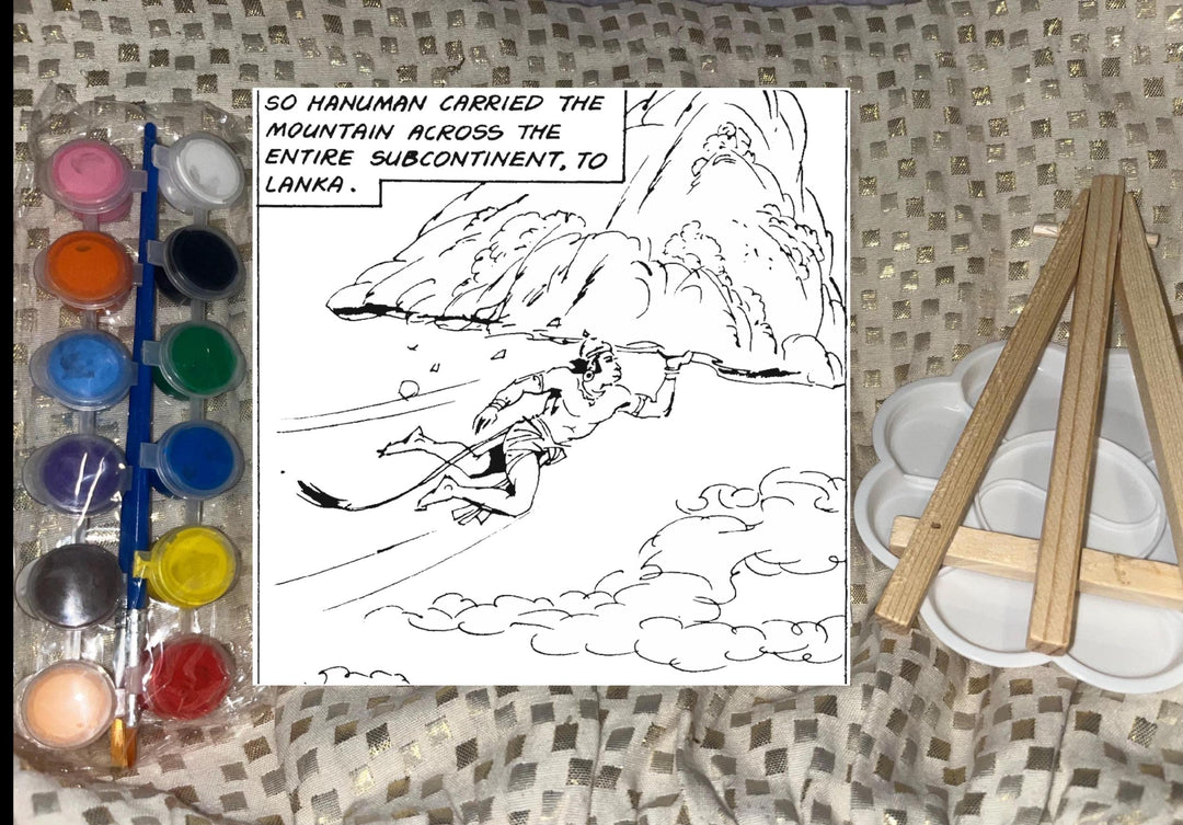Hanuman Mountain Carrying Art Kit – Mythology-Inspired DIY Painting Set 6"X6"