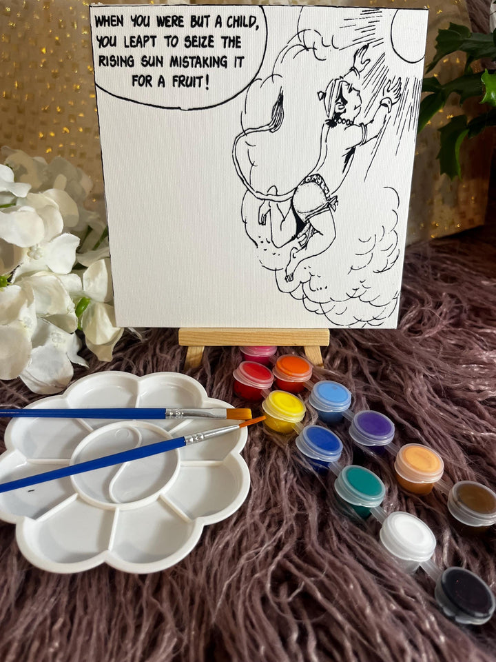 Baby Hanuman DIY Art Kit – Mythology-Inspired DIY Painting Set 6"X6"